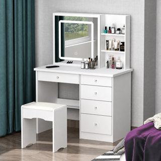 میز آرایش MDF آینه دار نور مخفی 5 کشو