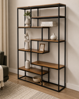 استند کتابخانه/بوفه ترکیب چوب وفلز