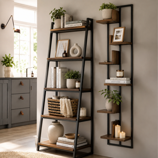استند دکور پنج طبقه از جنس فلز و چوب mdf